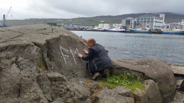 Documentation of 'Trace drawing' Ansuz, Mannaz, Jera in Tórshavn, photograph by Martin Drury